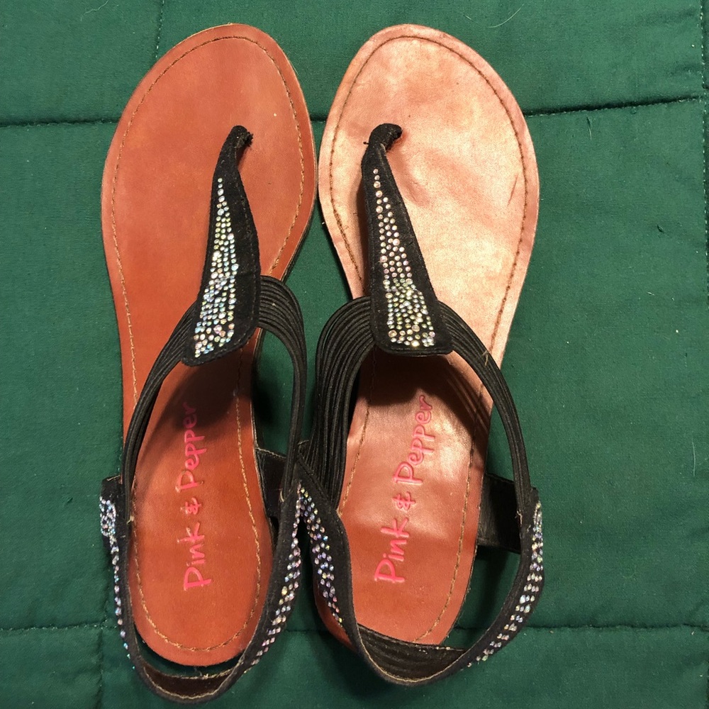 Black rhinestone sandals